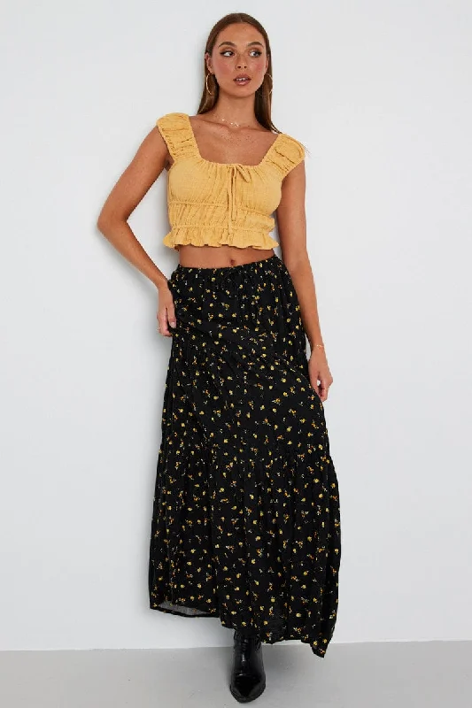 Yellow Crop Top Short Sleeve