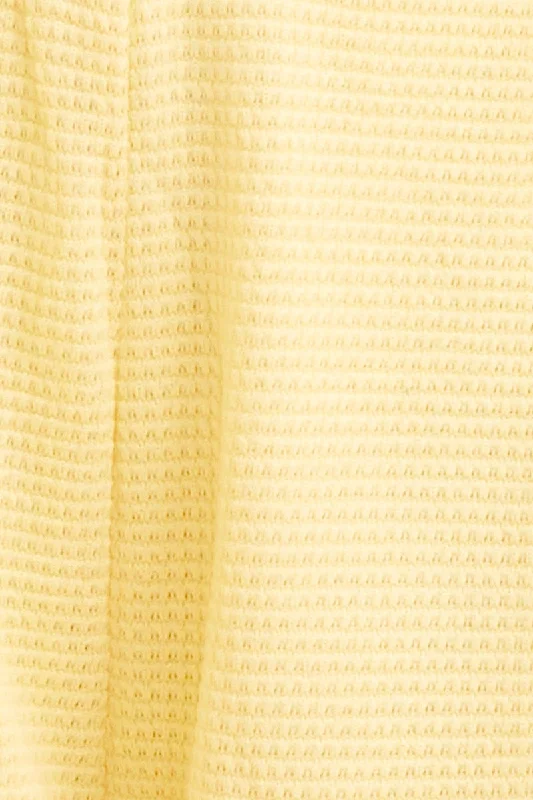 Yellow Lounge Shorts Waffle Texture Pull On