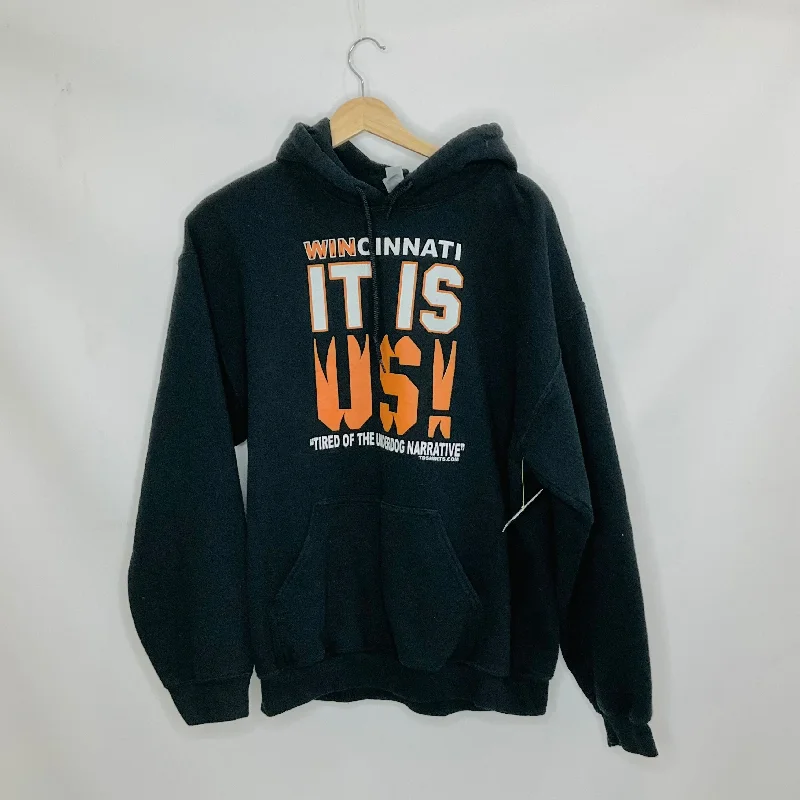 Athletic Sweatshirt Hoodie By Gildan In Black, Size: L