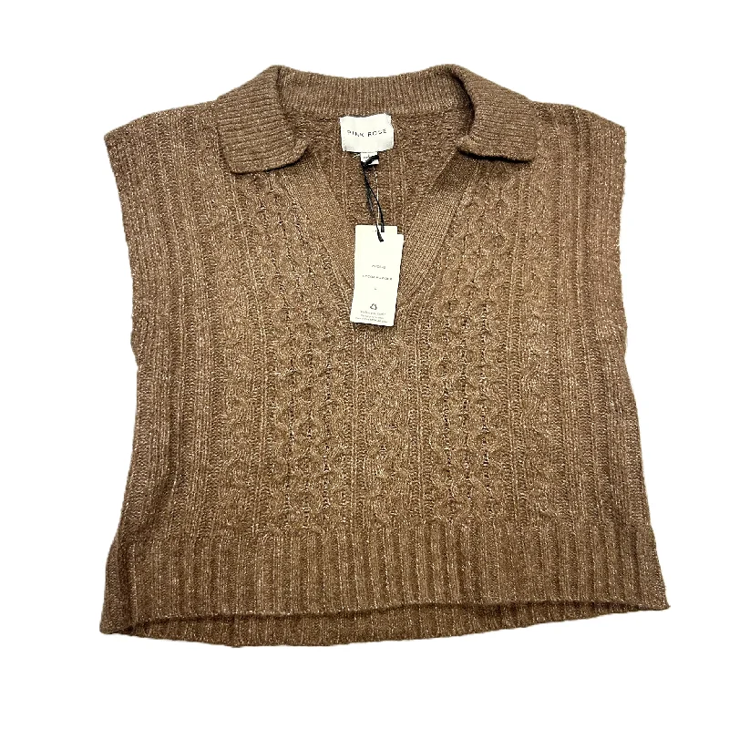 Brown Vest Sweater By Pink Rose, Size: L