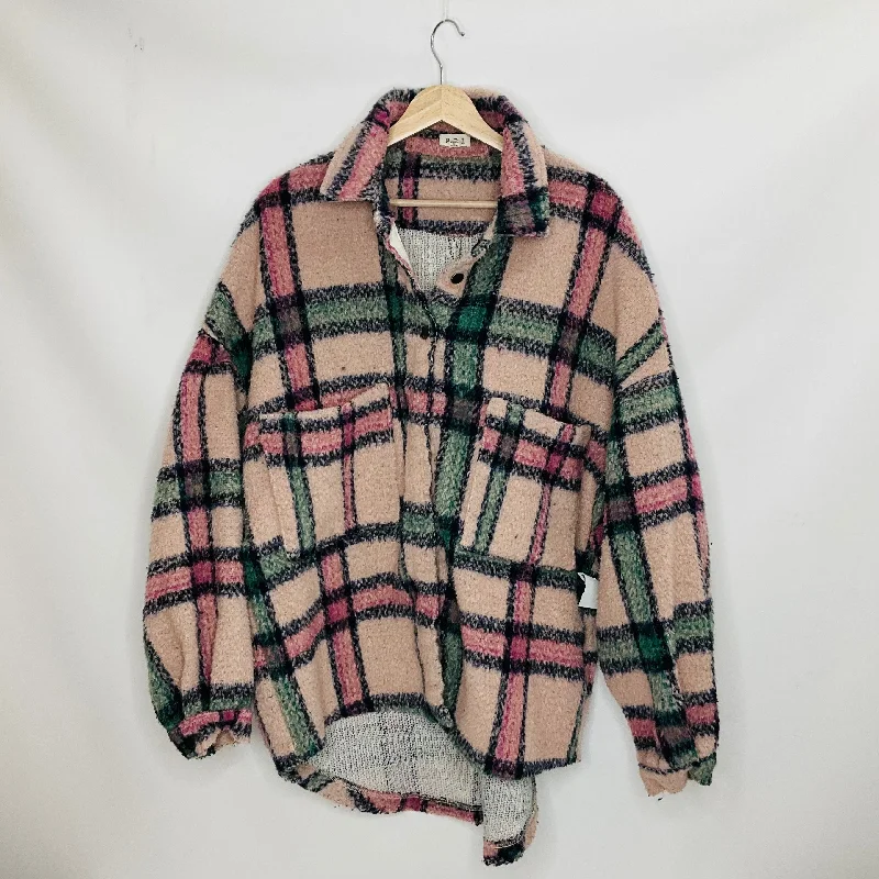 Plaid Pattern Jacket Shirt Pol, Size M