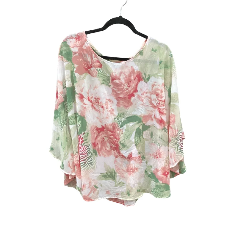 Poncho By Chicos In Floral Print, Size: L