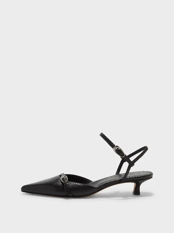 Melia Leather Kitten-Heel Pumps