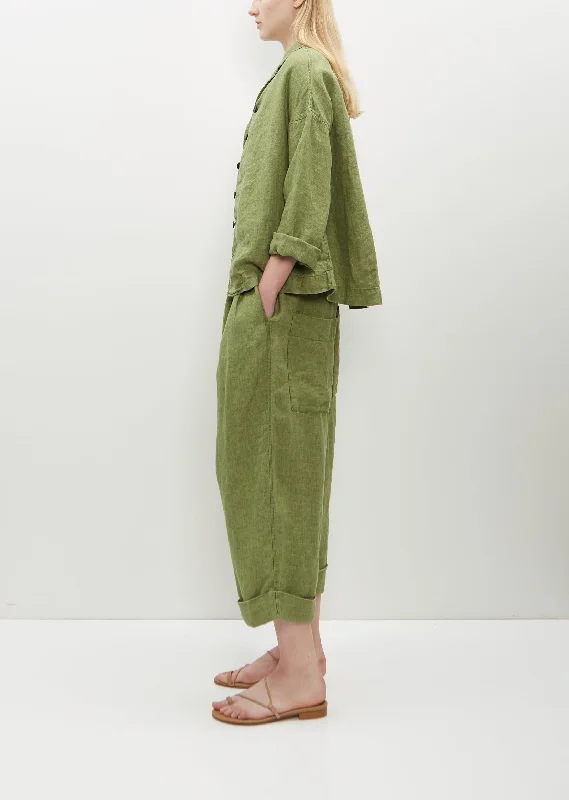 Linen Loose Blazer — Green